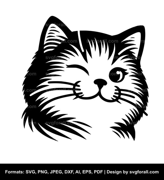 Winking Cat SVG