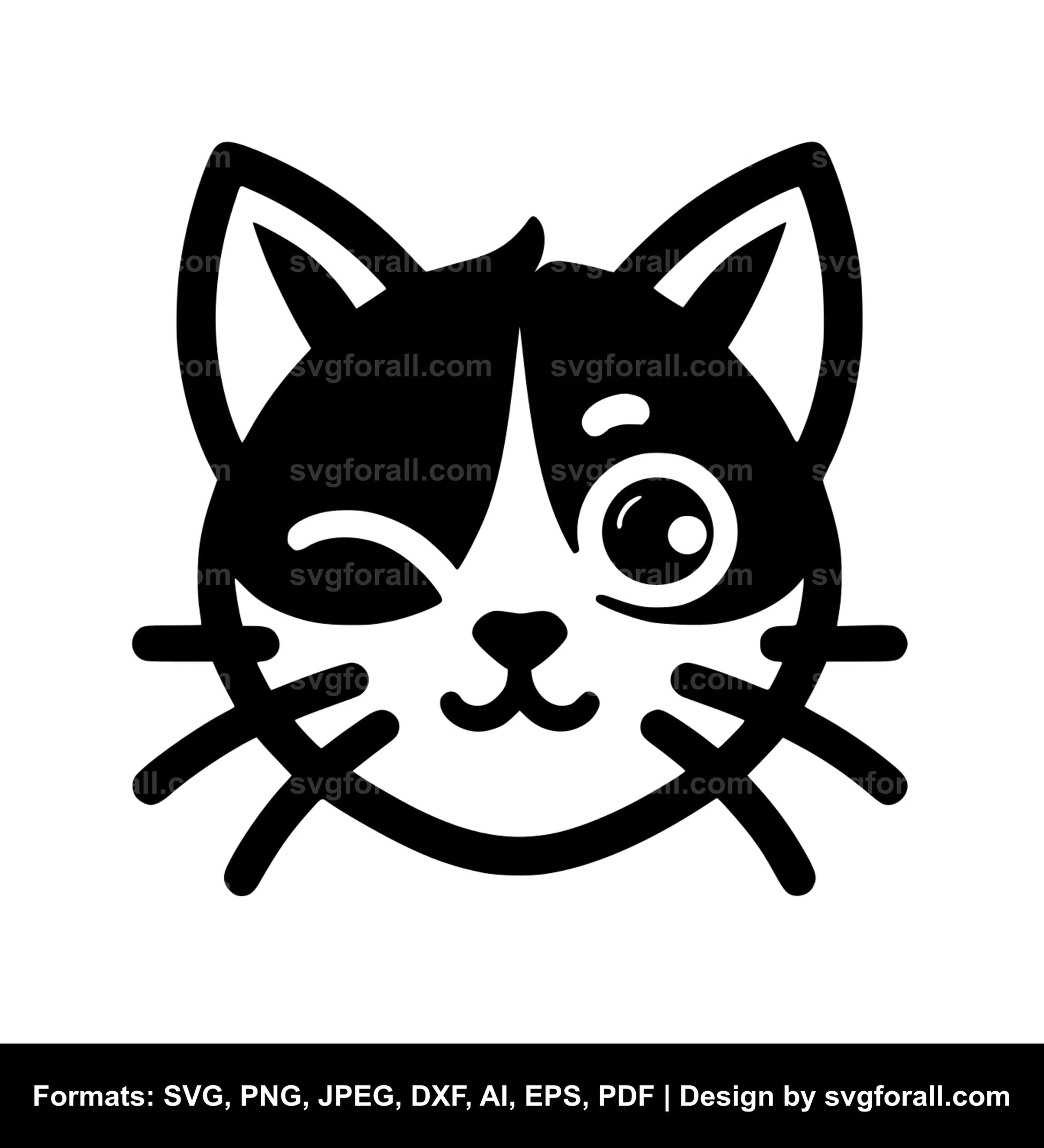 Winking Cat SVG Vector