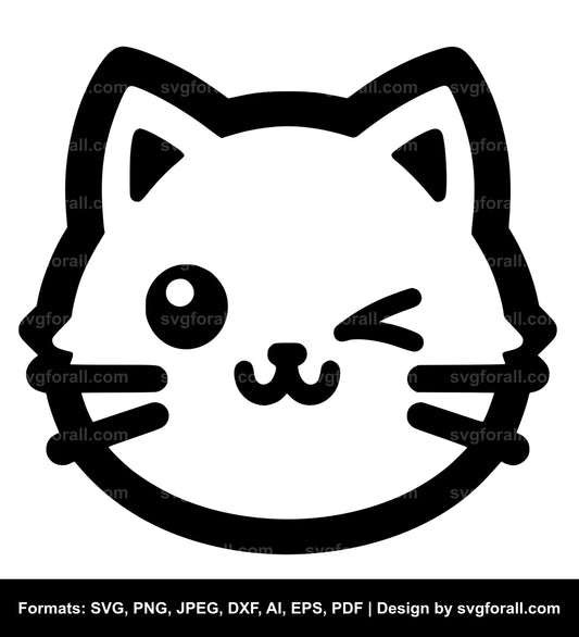 Winking Cat Vector SVG