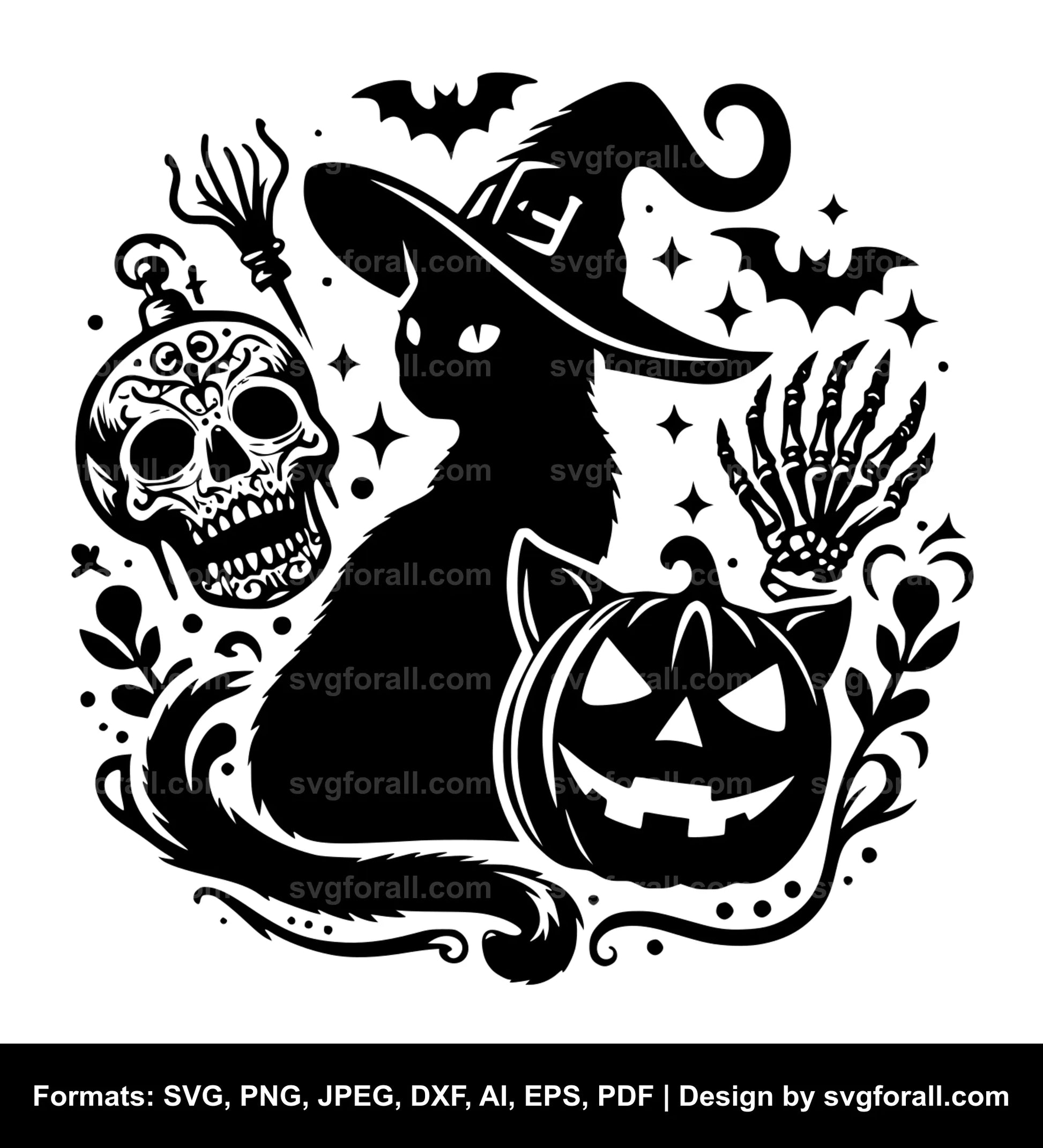 Witch Cat Black SVG