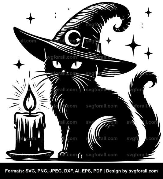 Witch Cat SVG Clipart