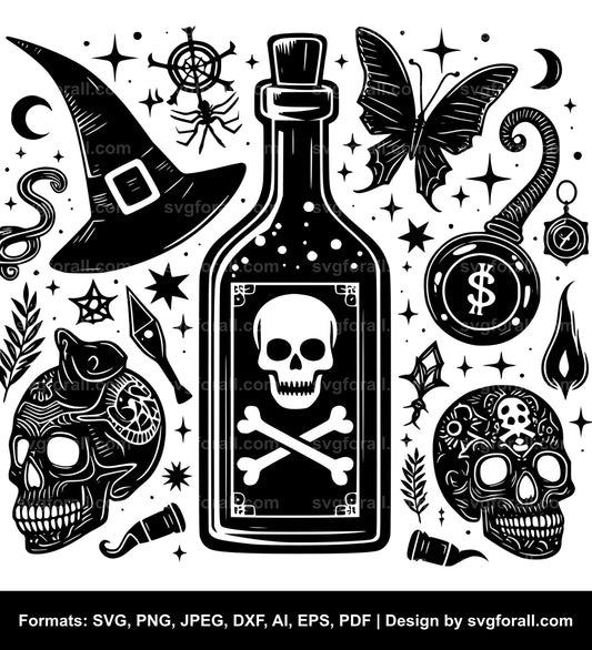 Witch Poison Bottle Cricut SVG