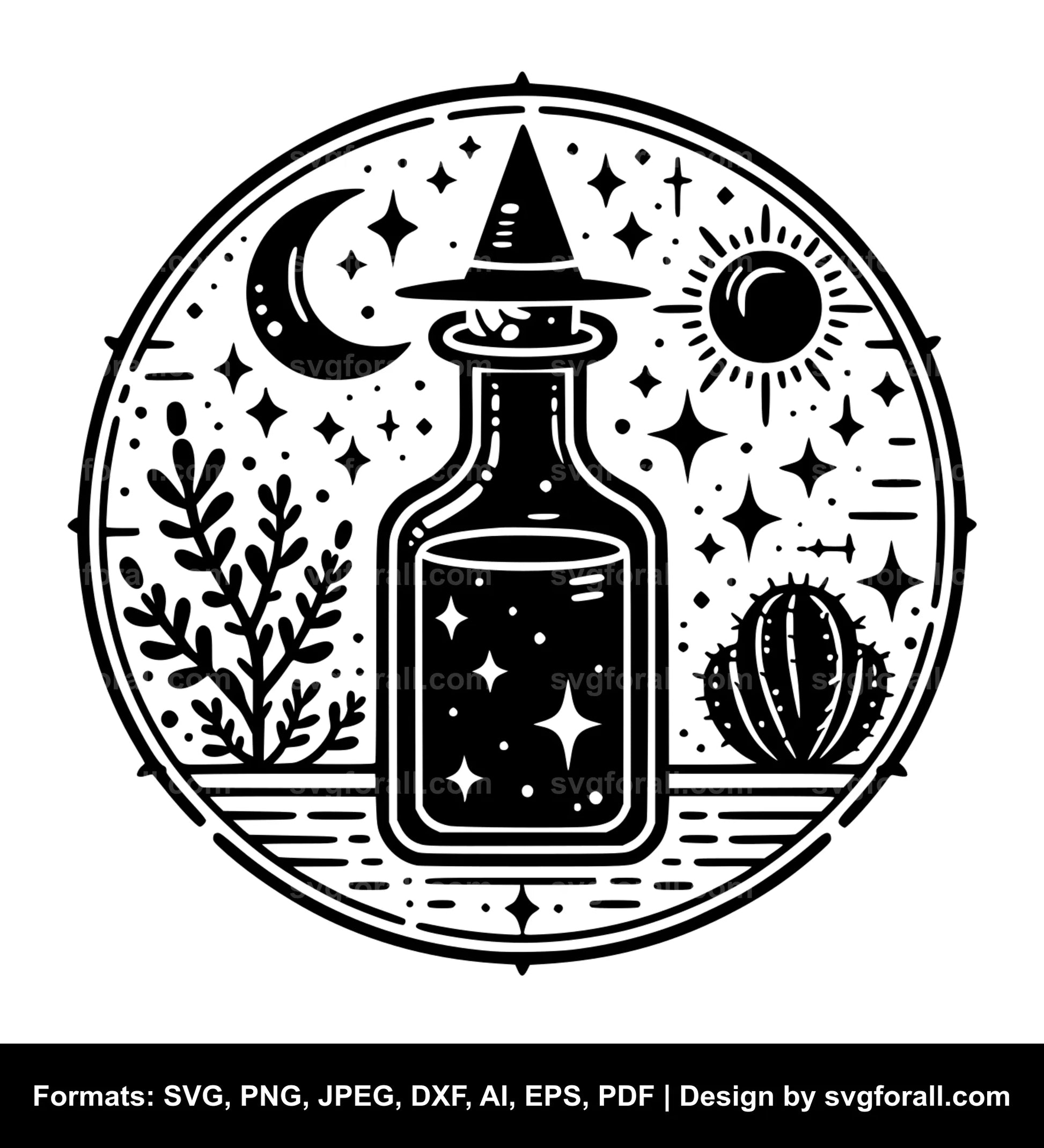 Witch Potion Bottle Vector SVG