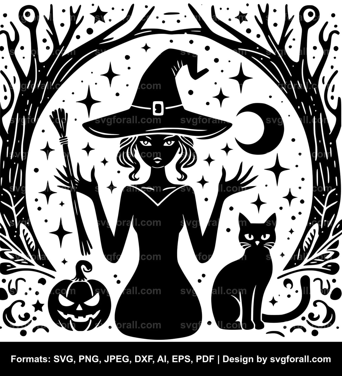 Witch With Cat SVG Download