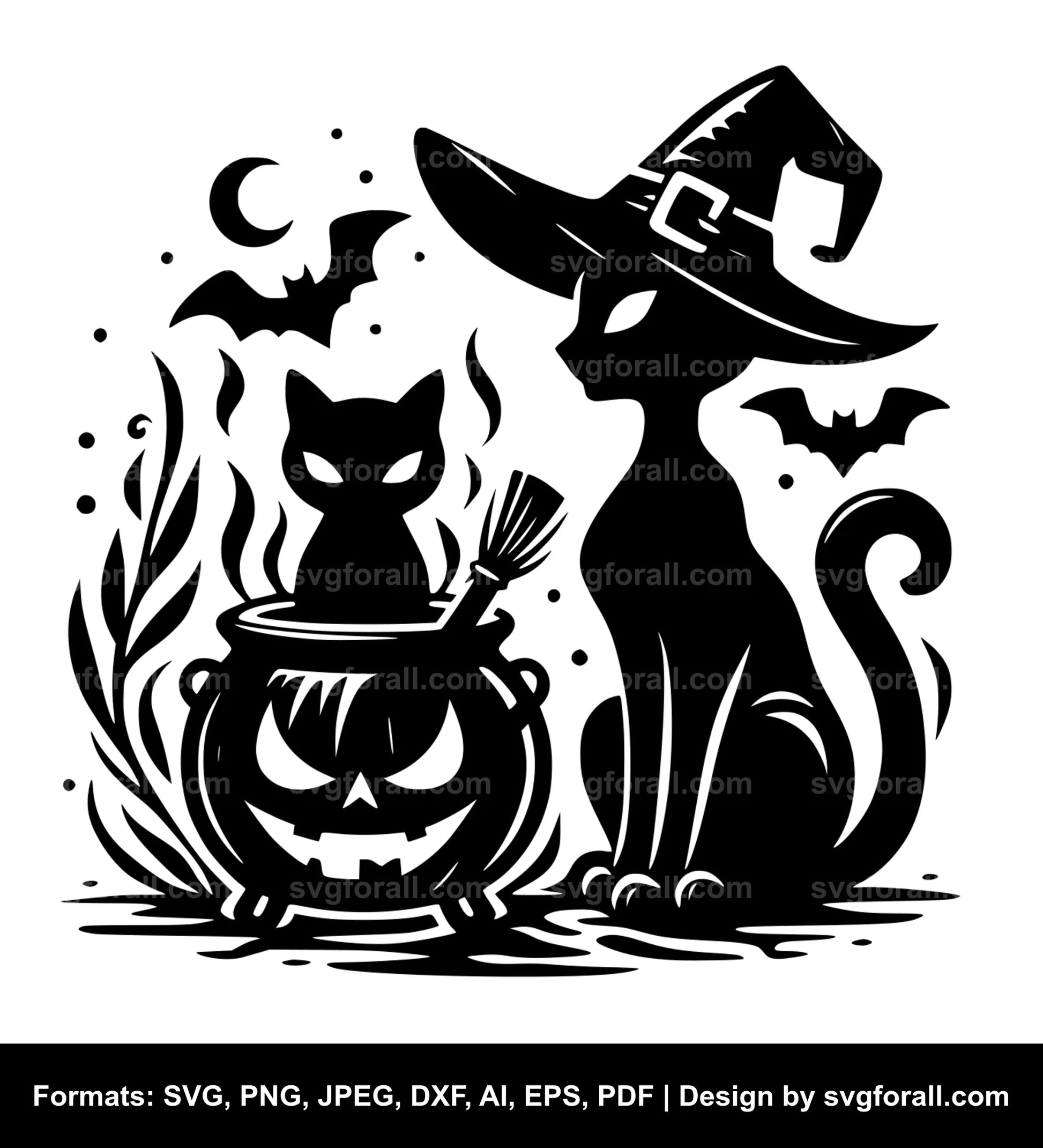 Witch With Cat SVG File