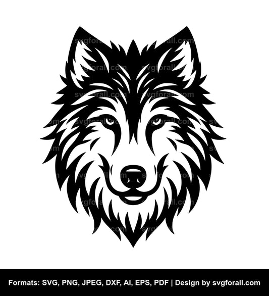 Wolf Face Black SVG