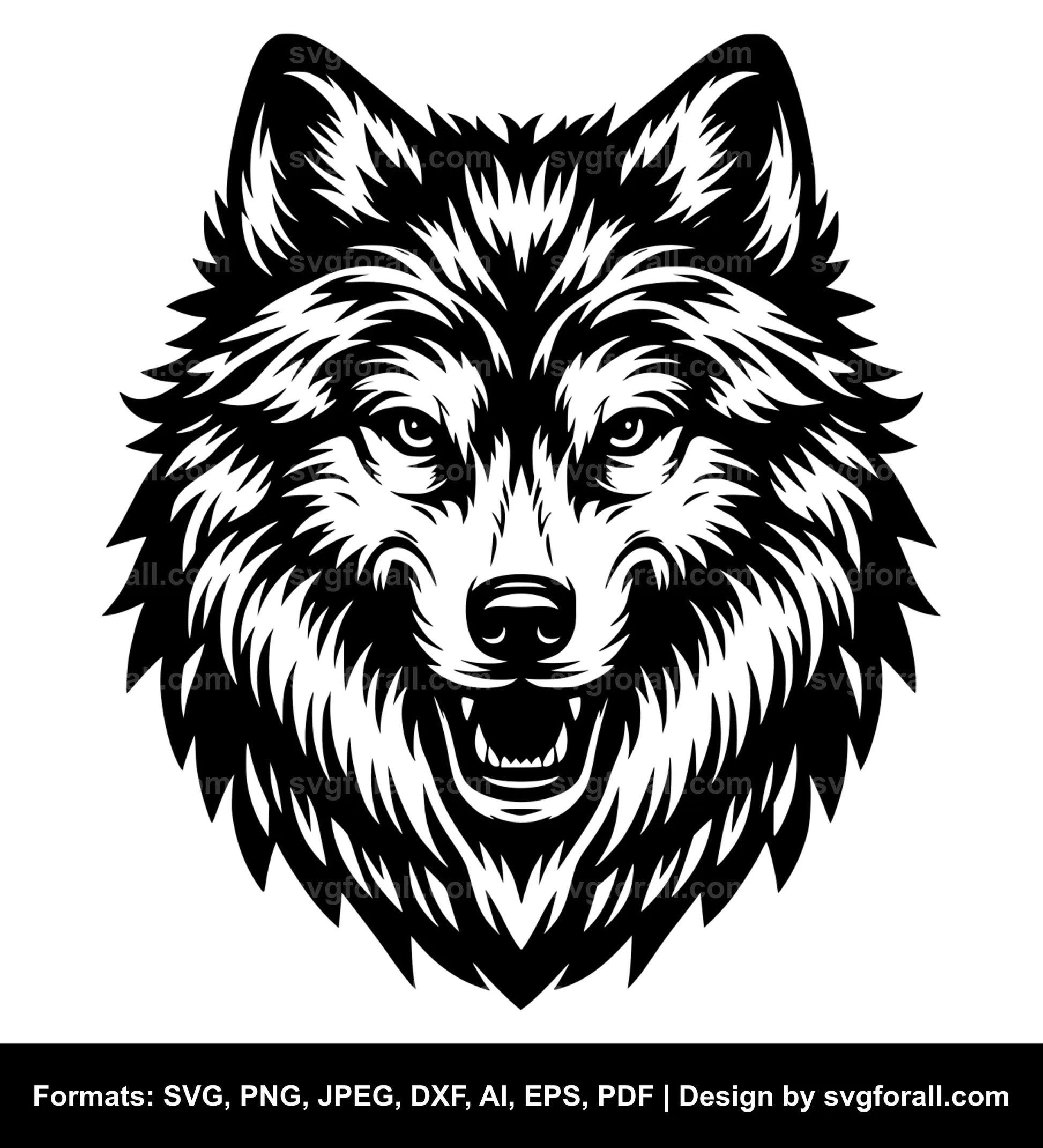 Wolf Head Black SVG