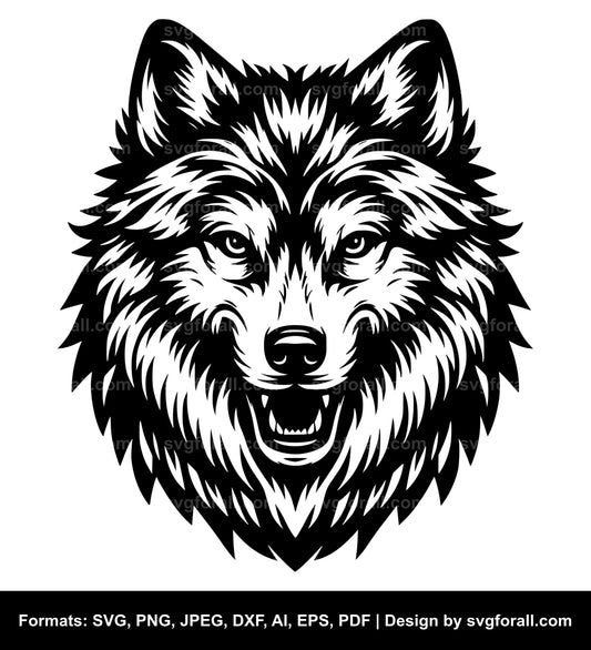 Wolf Head Black SVG