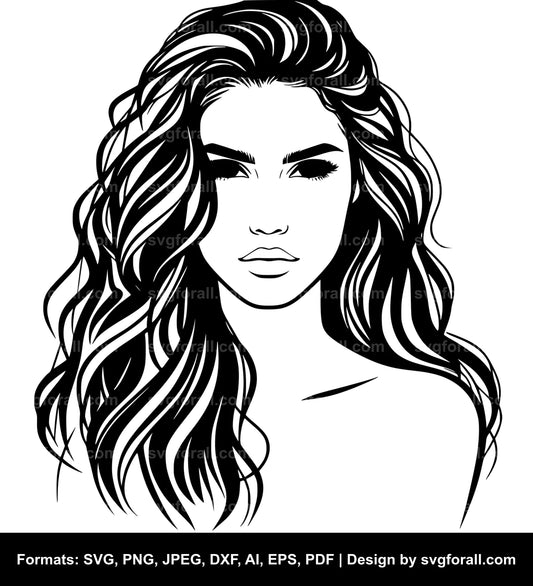 Woman Face Black SVG