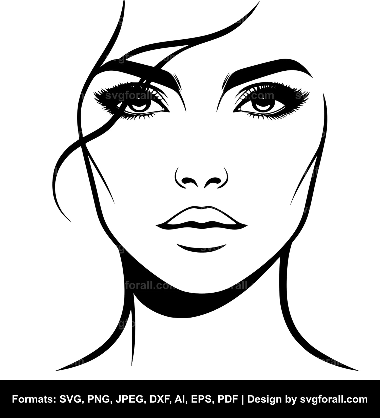 Woman Face SVG Clipart