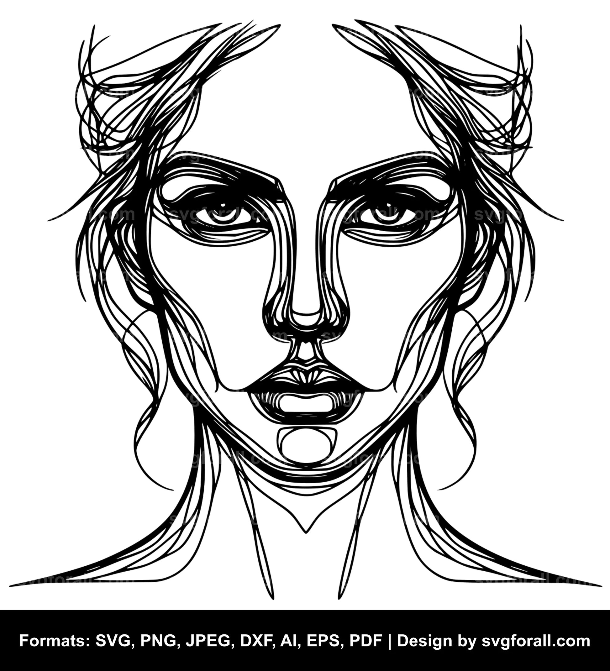 Woman Face Vector SVG