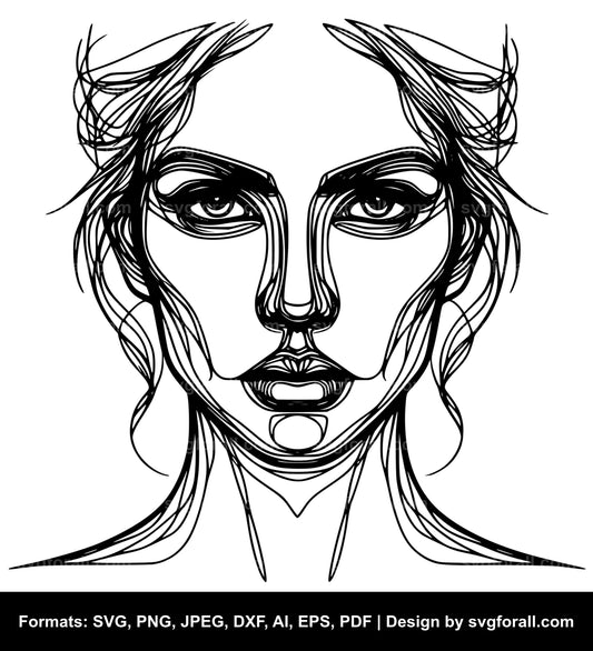 Woman Face Vector SVG