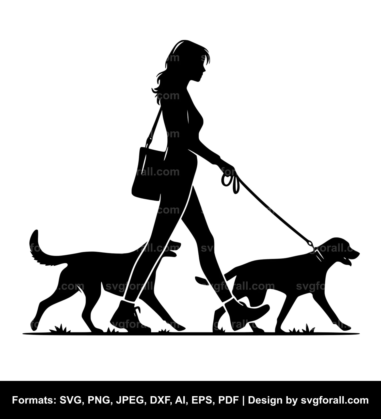 Woman Walking Dog Cricut SVG