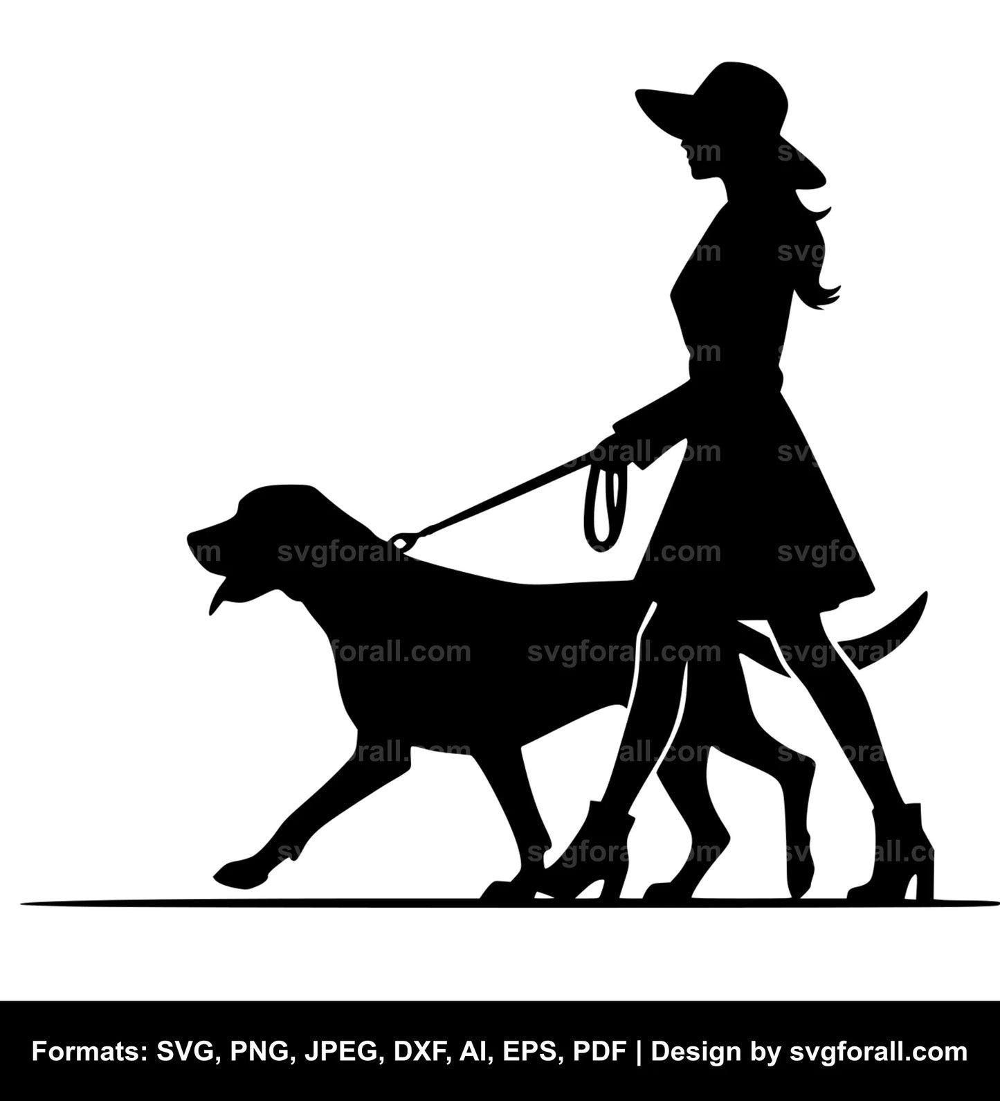 Woman Walking Dog SVG