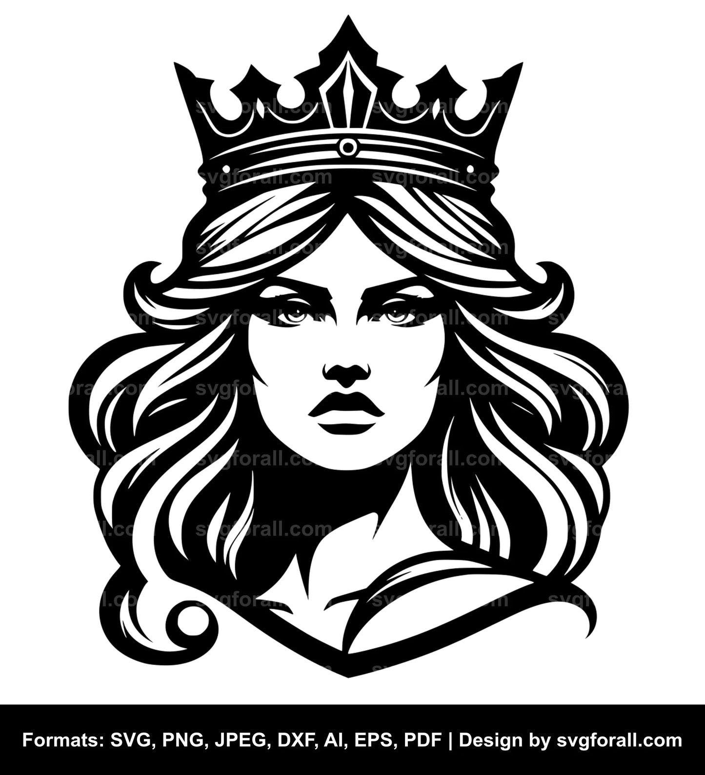 Woman With Crown Black SVG