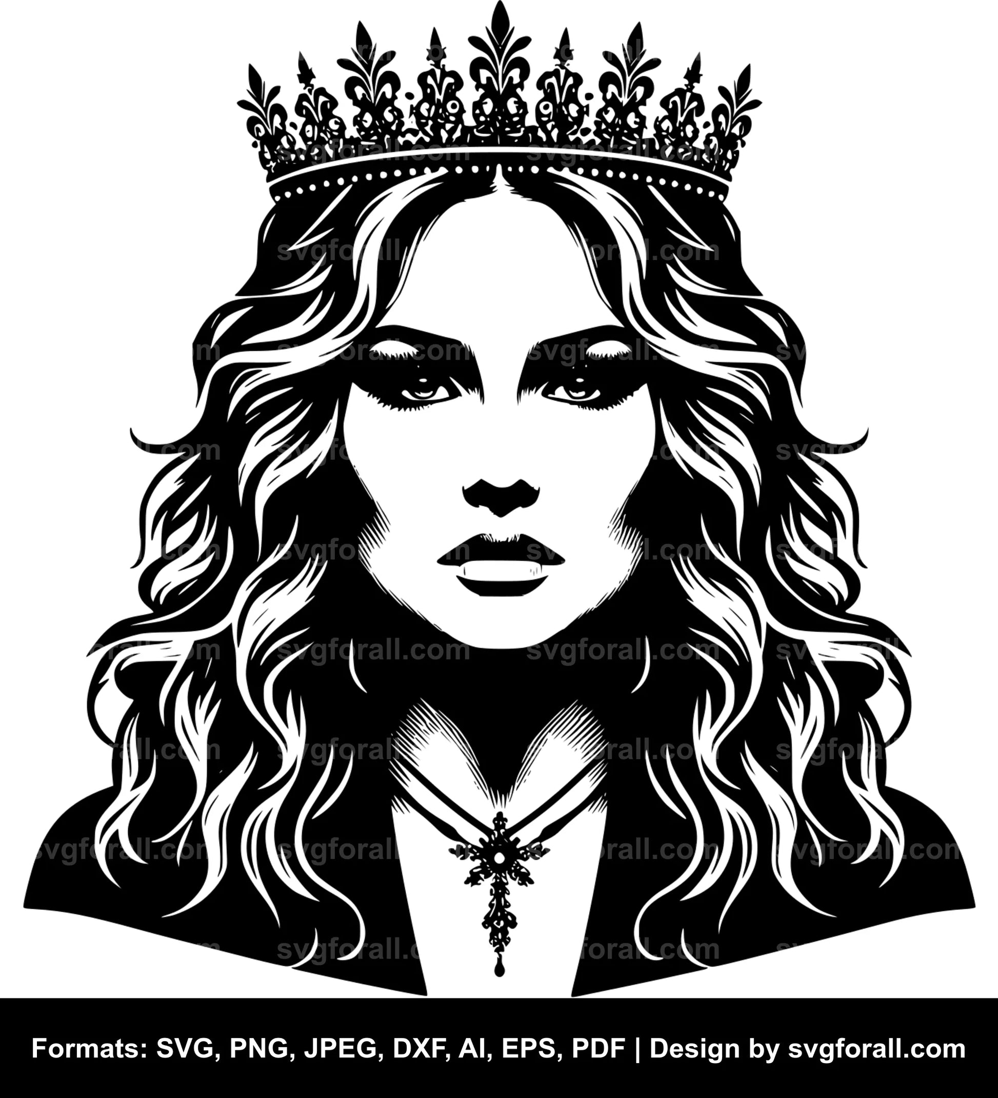 Woman With Crown SVG Vector