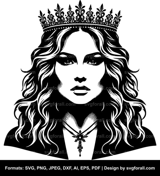 Woman With Crown SVG Vector