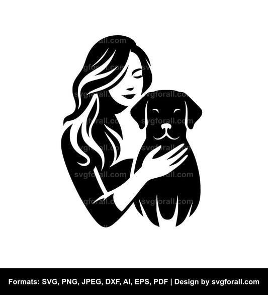 Woman With Dog Cricut SVG