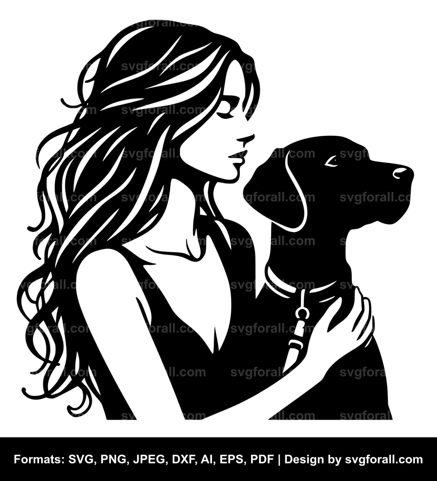 Woman With Dog SVG File