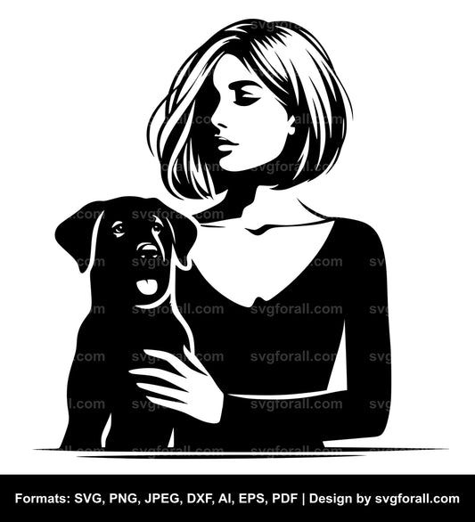 Woman With Dog SVG PNG