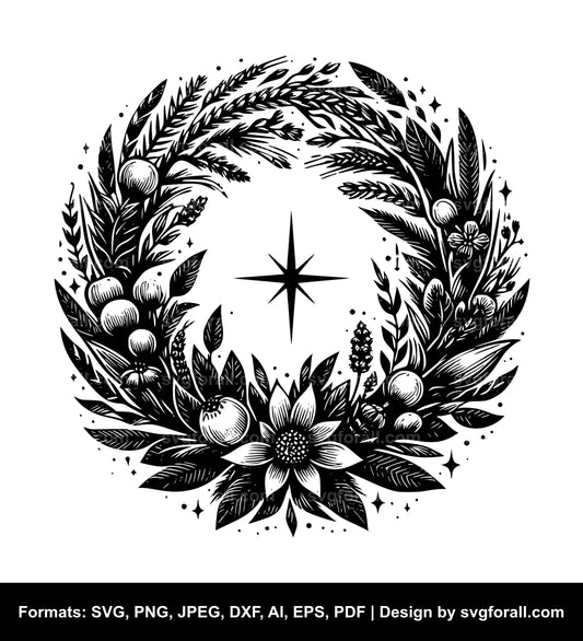 Wreath Black SVG