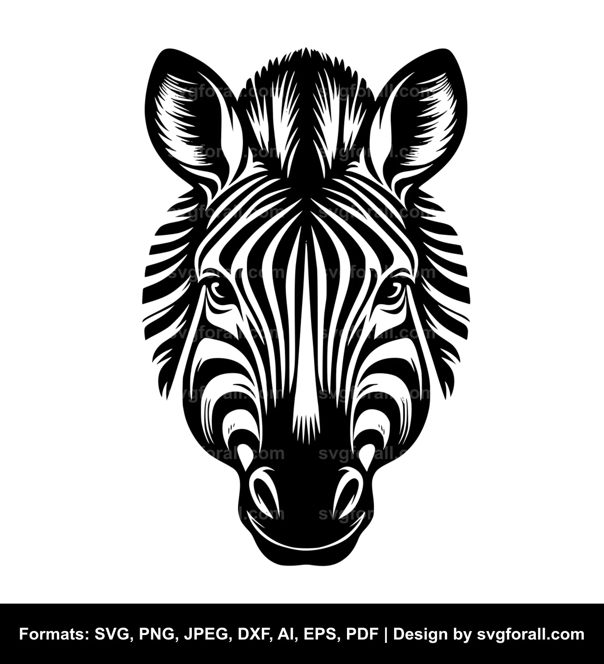 Zebra Face Black SVG