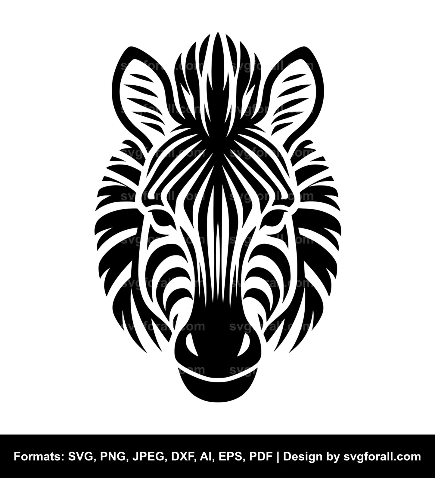 Zebra Face Clipart SVG