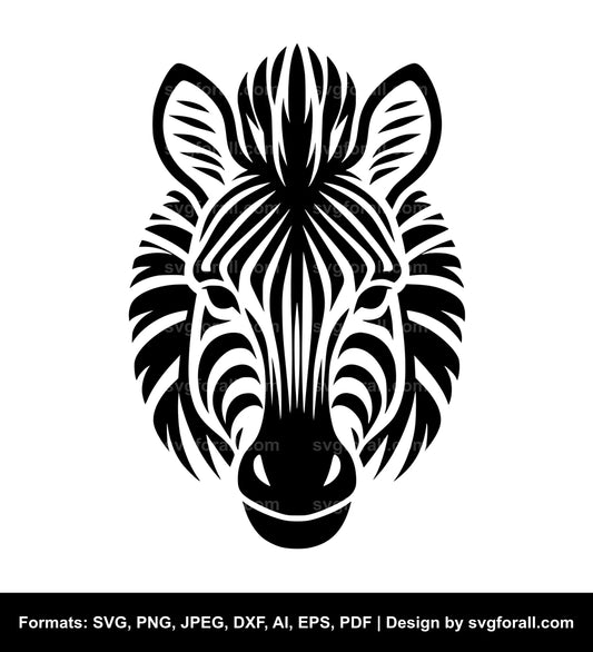 Zebra Face Clipart SVG