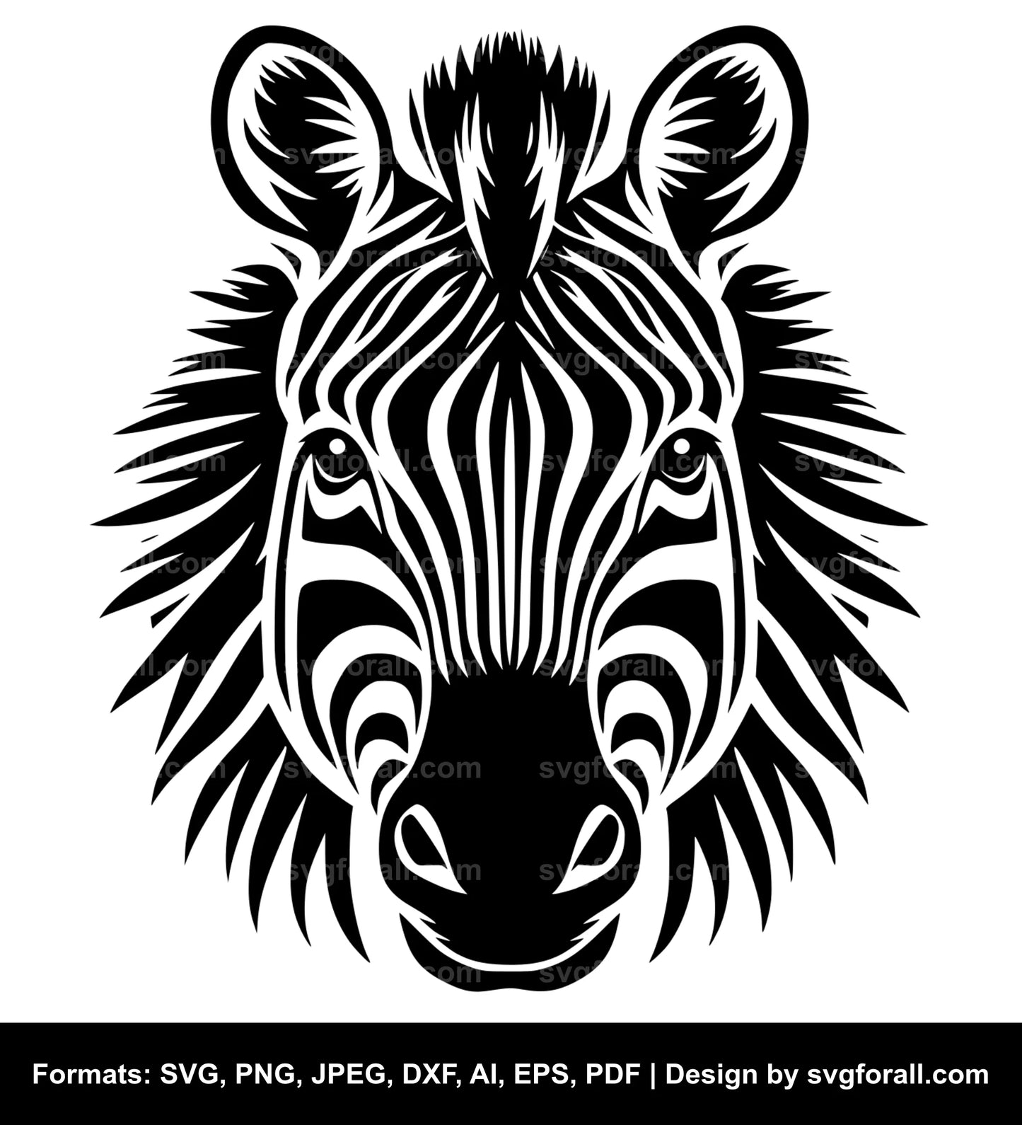 Zebra Face SVG Clipart