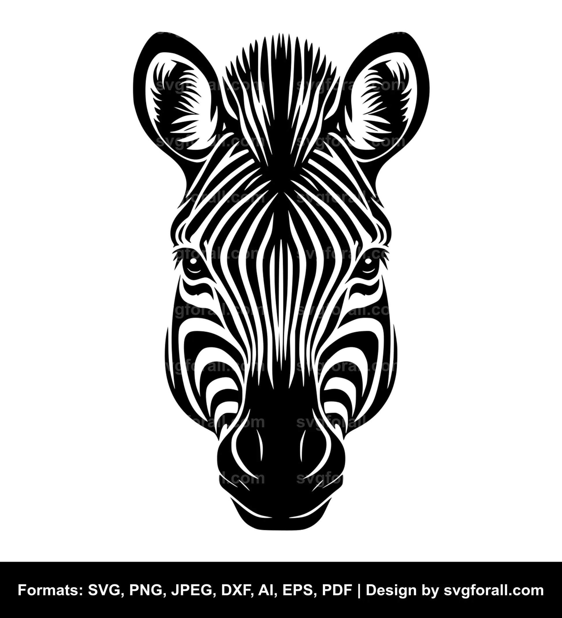 Zebra Face SVG Vector