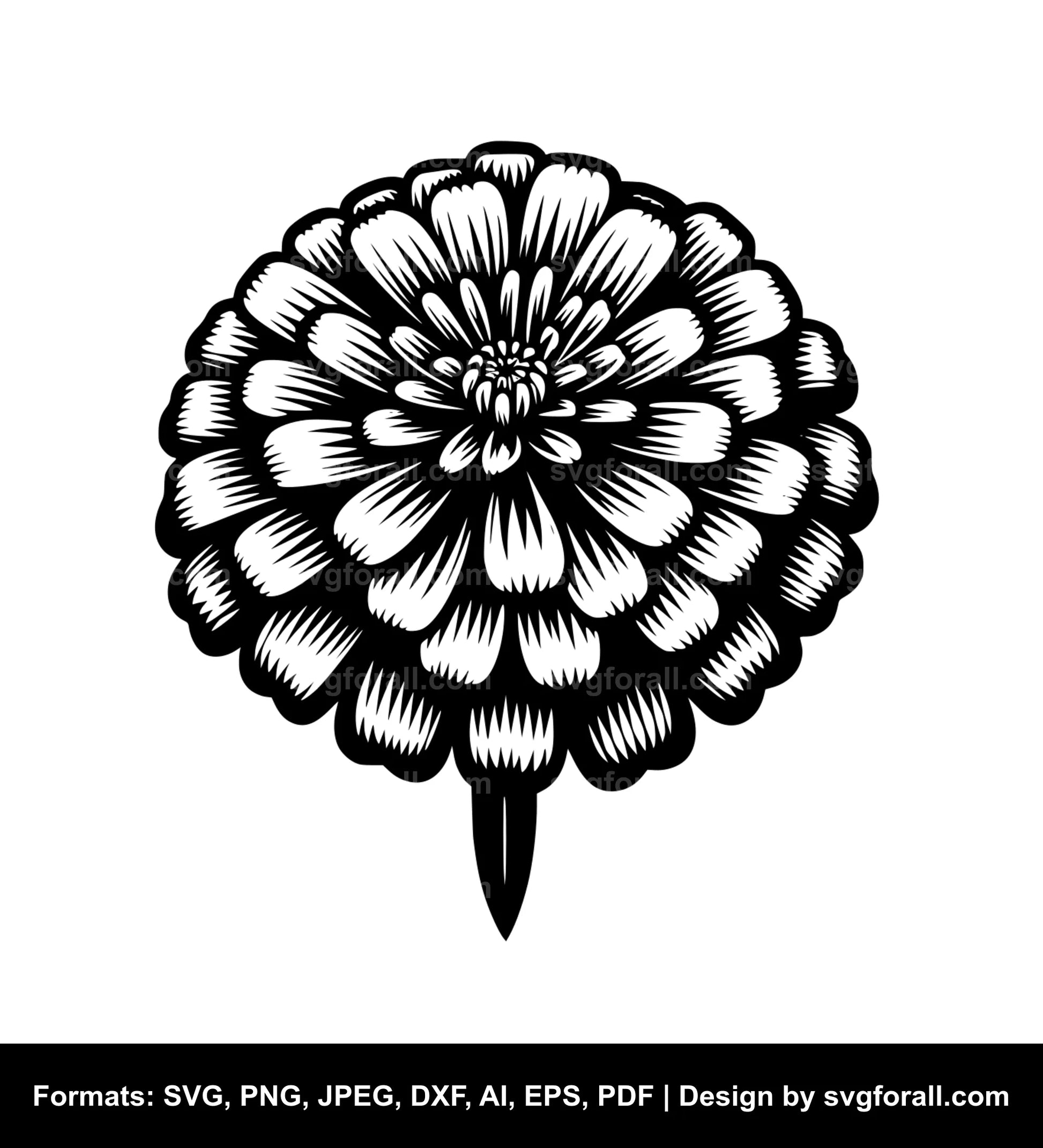 Zinnia Flower Black SVG