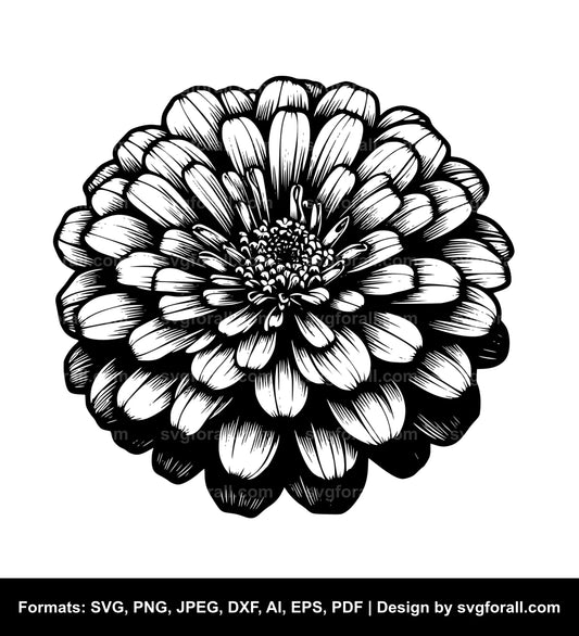 Zinnia Flower SVG File