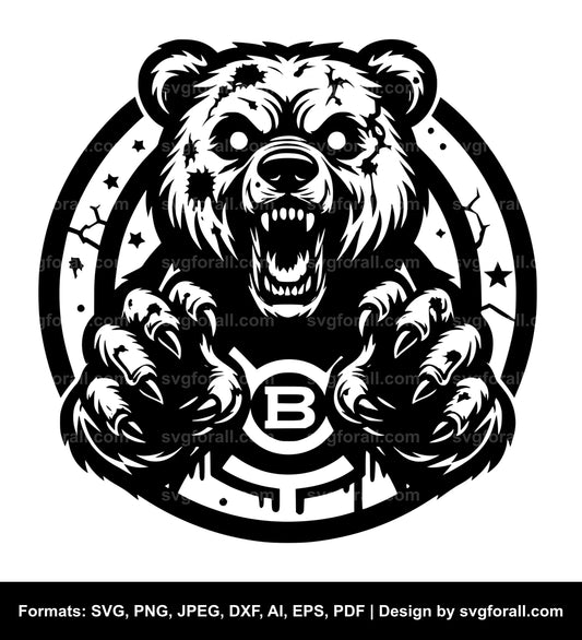 Zombie Bear Black SVG